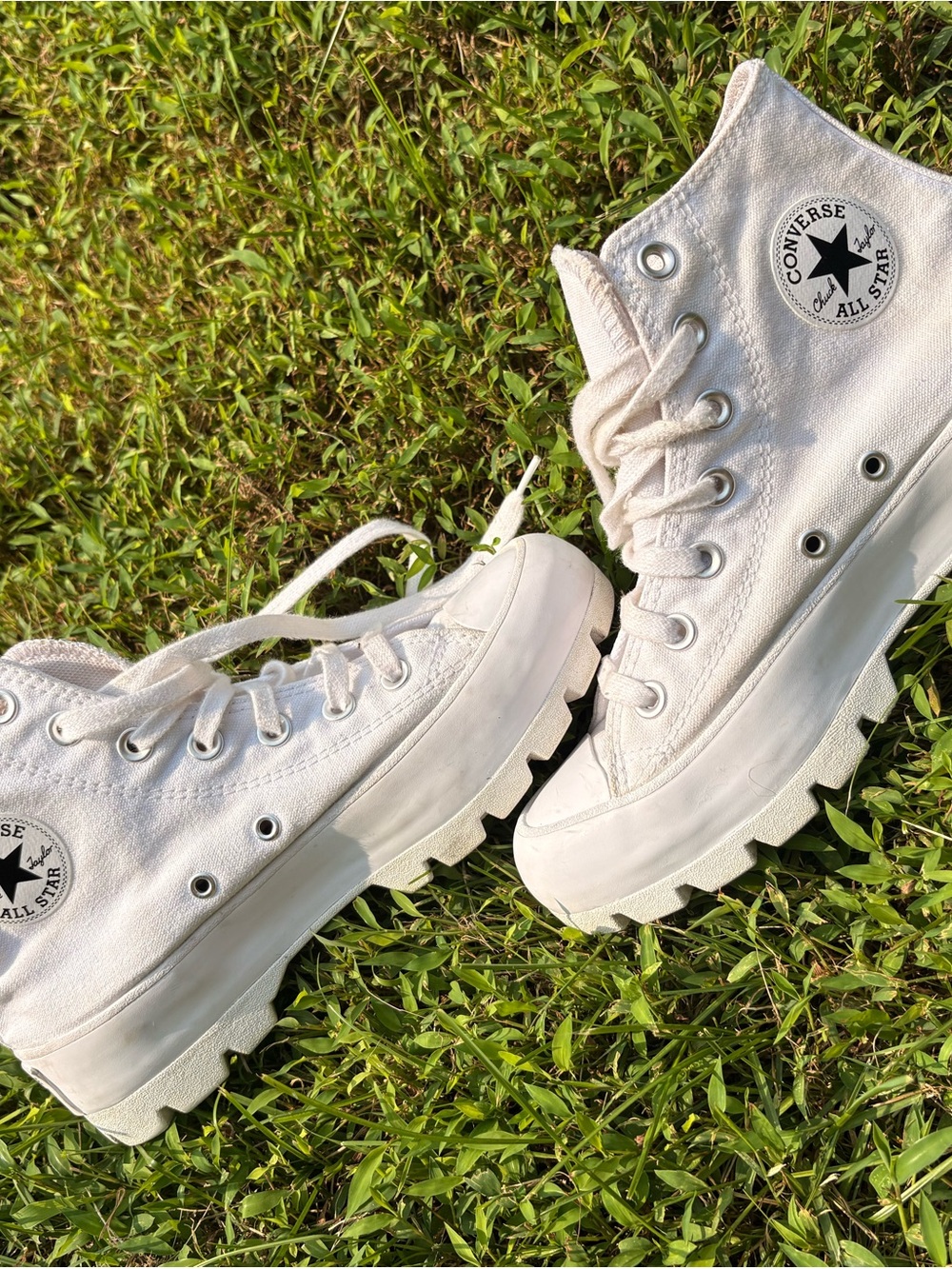 Converse Chuck Taylor All Star Lugged High Top White Platform Sneakers - Picture 5 of 8